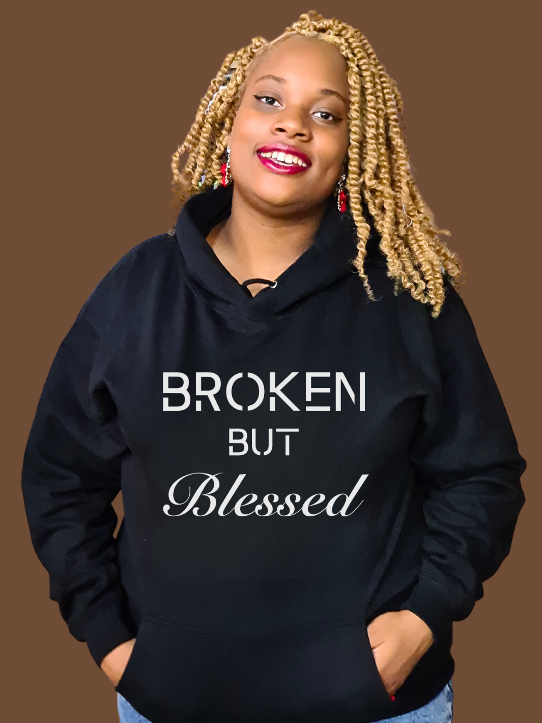 BROKEN BUT BLESSED Hoodie- Black