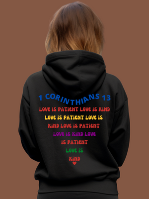 LOVE IS PATIENT Hoodie- Black