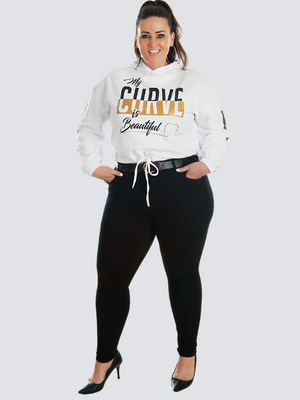 QUEEN Cropped Hoodie- White